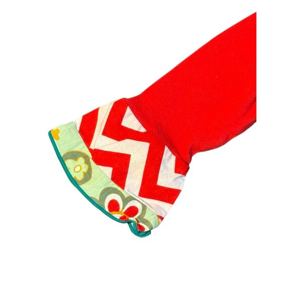 Christmas Tree Chevron Ruffle Dress By Ann Loren Size 12-18 Months Red & Green - Picture 3 of 6